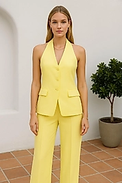 Boyundan Bağlamalı Yelekli Takım