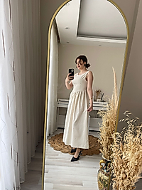 Rosalinda Taş Rengi  Elbise